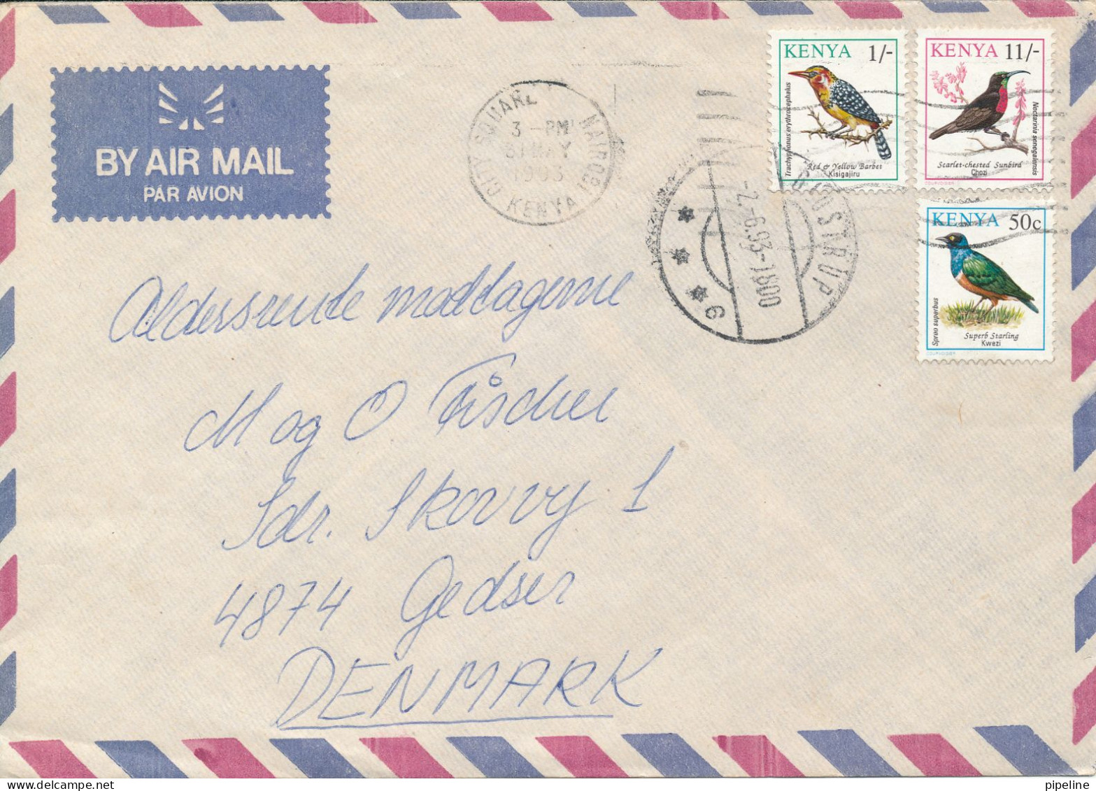 Kenya Air Mail Cover Sent To Denmark 31-5-1993 Topic Stamps BIRDS - Kenya (1963-...)