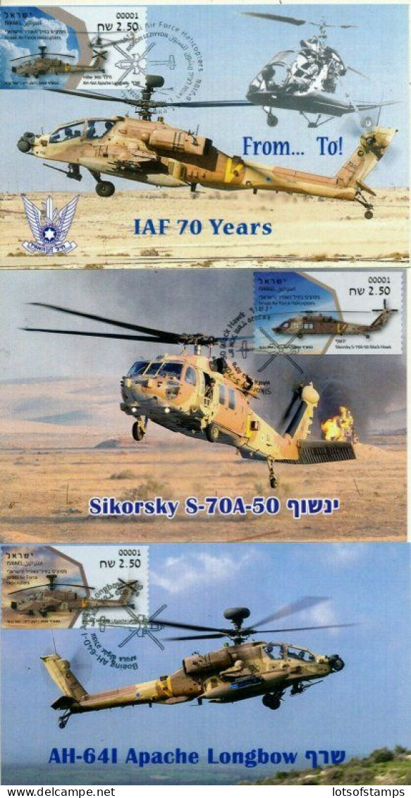 ISRAEL 2020 AIR FORCE HELICOPTERS ALL 9 LABELS ISSUED MAXIMUM CARDS SEE 3 SCANS - Unused Stamps