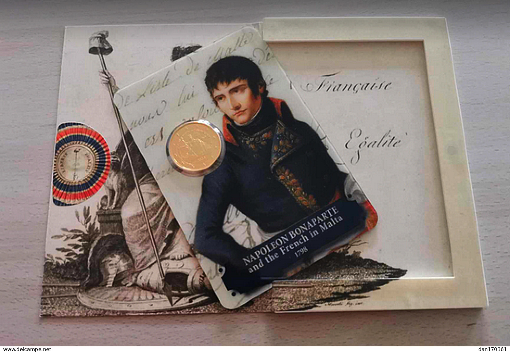 MALTE 2023 - NAPOLEON BONAPARTE - 225 ANS DE L'ARRIVEE DES FRANCAIS - COINCARD 2 EUROS COMMEMORATIVE PLAQUE OR - Malte