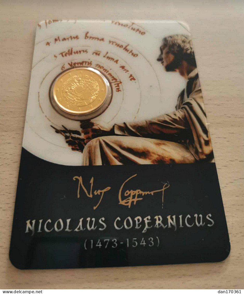 MALTE 2023 - NICOLAS COPERNIC - COINCARD 2 EUROS COMMEMORATIVE PLAQUE OR - VERGOLDET - - Malta