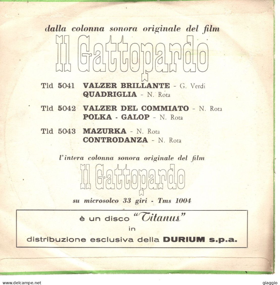 °°° 337) 45 GIRI - DAL FILM IL GATTOPARDO - G.VERDI / N. ROTA - VALZER BRILLANTE  QUADRIGLIA °°° - Soundtracks, Film Music
