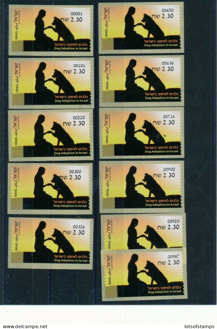 ISRAEL 2016 FAUNA DOG ADOPTION IN ISRAEL ATM LABEL BASIC ALL 11 MACHINES SET MNH - Unused Stamps