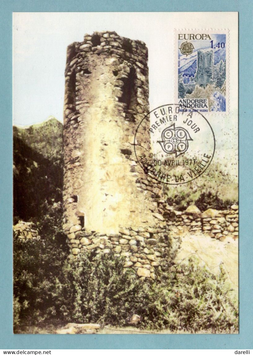 FDC Andorre 1977 - Europa 1977 - Château Saint Vincens - YT 262 - Andorre La Vieille - Maximum Cards