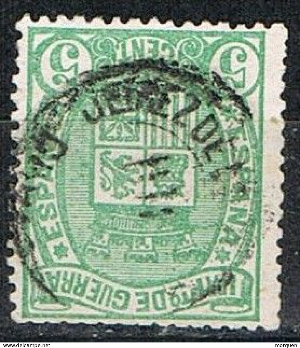 Sello 5 Cts  Impuesto De Guerra 1875, Fechador JEREZ De La FRONTERA (Cadiz), Edifil Num 154 º - Kriegssteuermarken