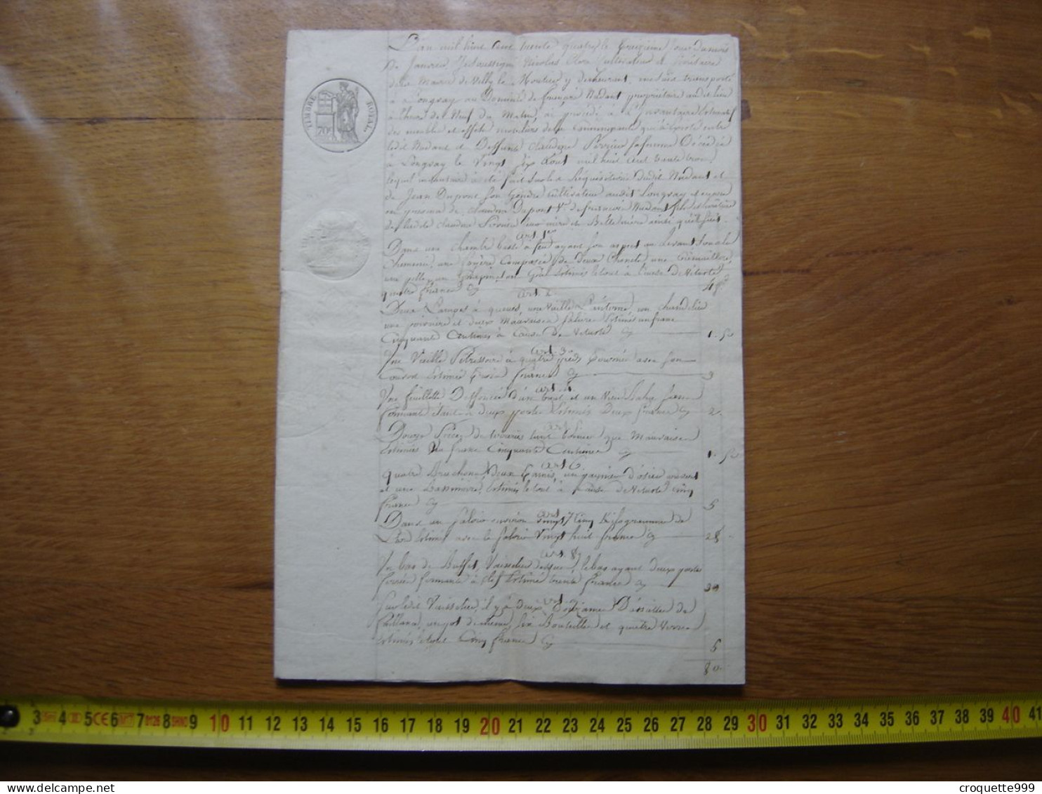 1834 Acte Manuscrit Timbre Royal NOTAIRE Manuscript 6/8 Pages - Manuscrits