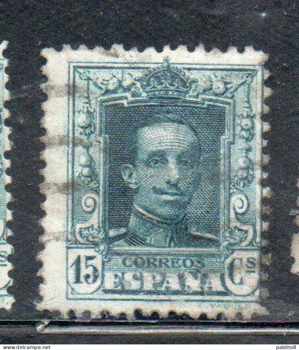 SPAIN ESPAÑA SPAGNA 1922 1926 KING ALFONSO XIII RE ROI CENT. 15c USED USATO OBLITERE' - Gebruikt