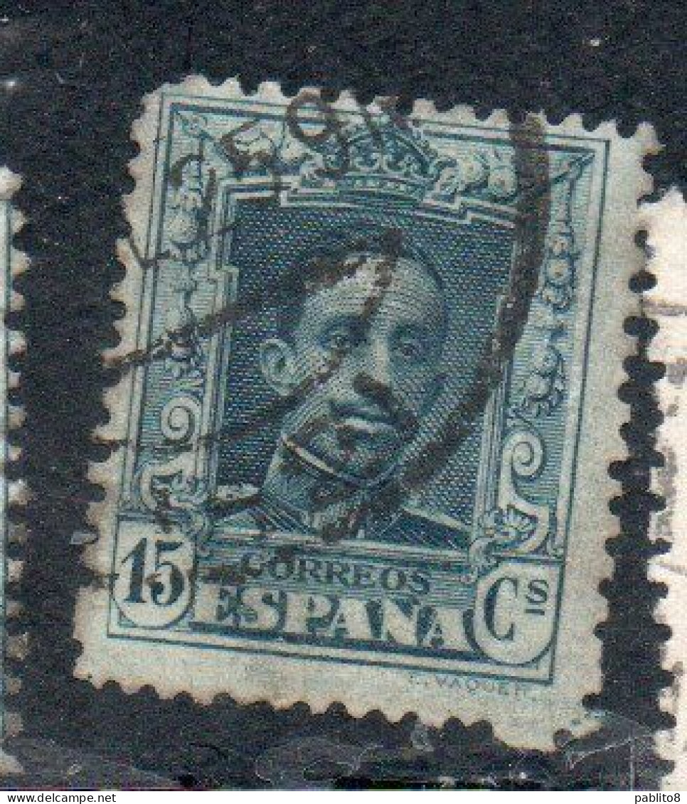 SPAIN ESPAÑA SPAGNA 1922 1926 KING ALFONSO XIII RE ROI CENT. 15c USED USATO OBLITERE' - Gebruikt