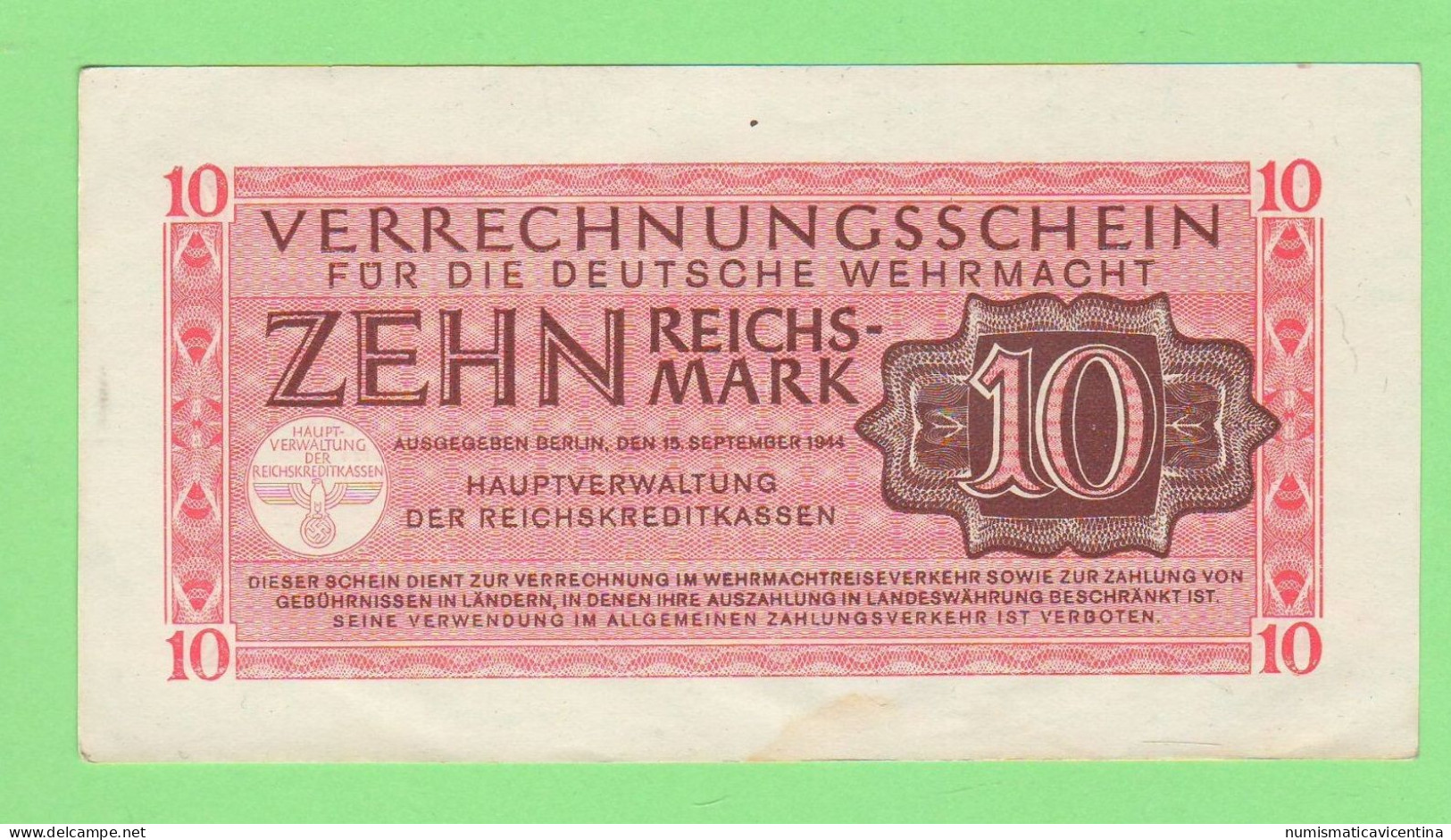 Germania 10 Reichsmark 1944Germany Wehrmacht Banknotes Usate Anche Italia Dal 1944/45 Allemagne - Otros & Sin Clasificación