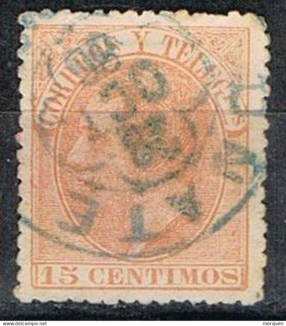 Sello 15 Cts  Alfonso XII 1882, Fechador Trebol OÑATE (Guipuzcoa) Azul, Edifil Num 210 º - Usados