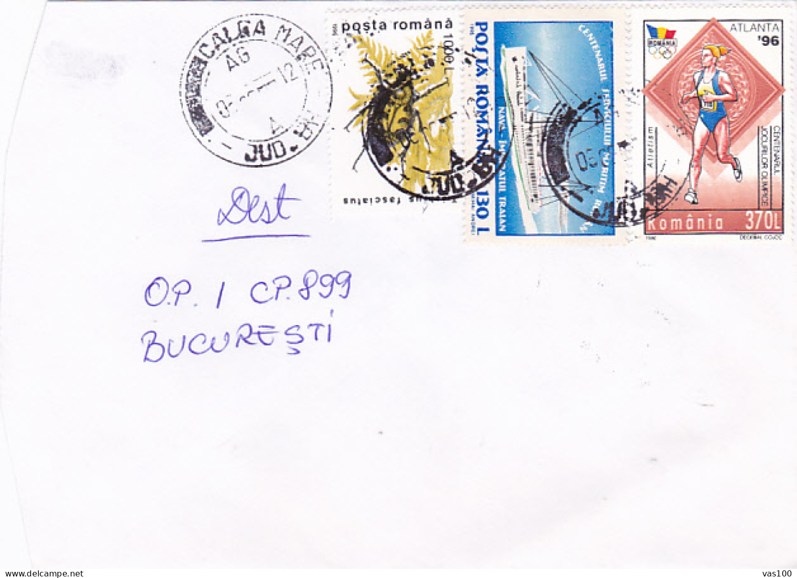 INSECT, SHIP, OLYMPIC GAMES, STAMPS ON COVER, 2000, ROMANIA - Cartas & Documentos