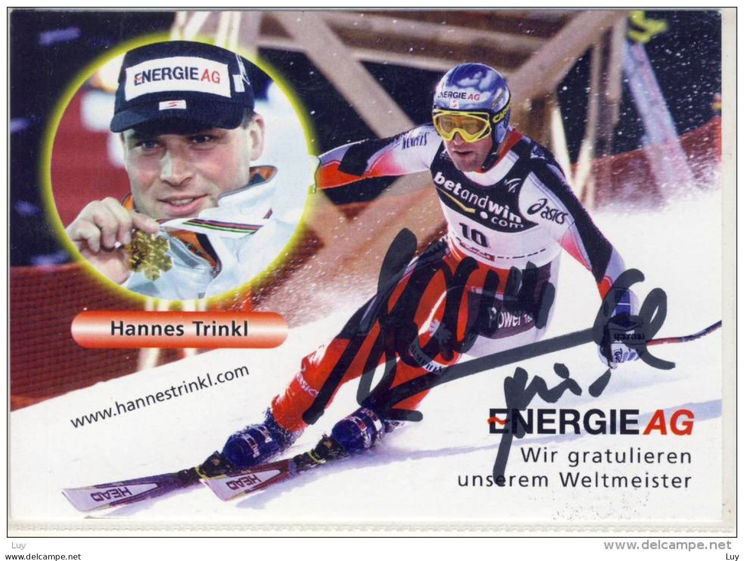 Autogramm Karte Von HANNES TRINKL, Skiläufer,  Unused W. Nice Stamp 2001 - Personalidades Deportivas