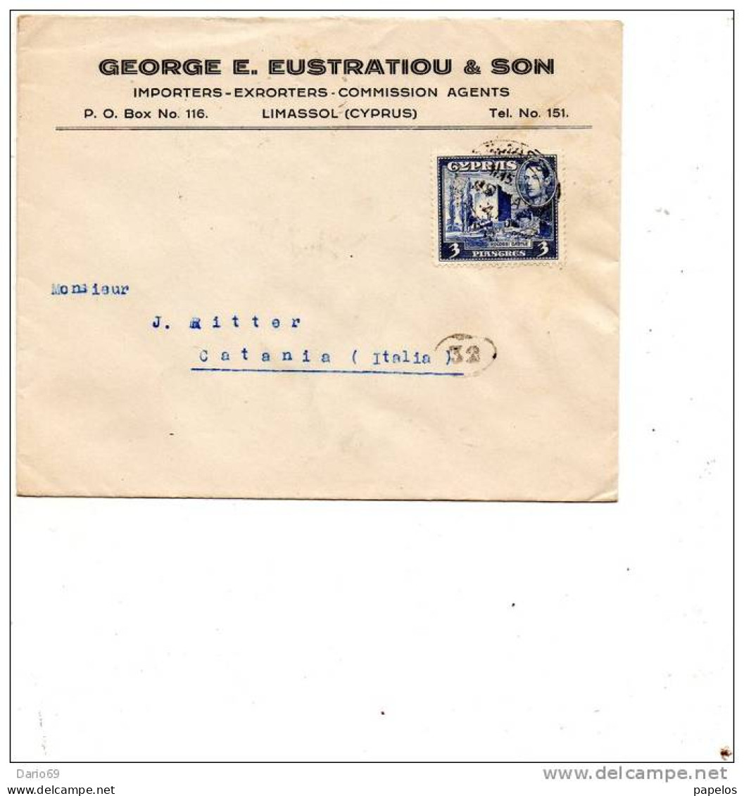 1952 LETTERA PAR AVION  NICOSIA - Cartas & Documentos