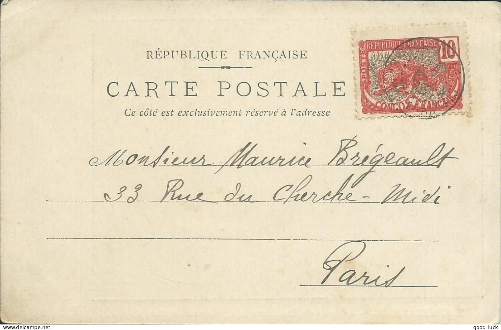 FRANCE ( CONGO ) CARTE 10c BRAZZAVILLE POUR PARIS DE 1903 LETTRE COVER - Briefe U. Dokumente