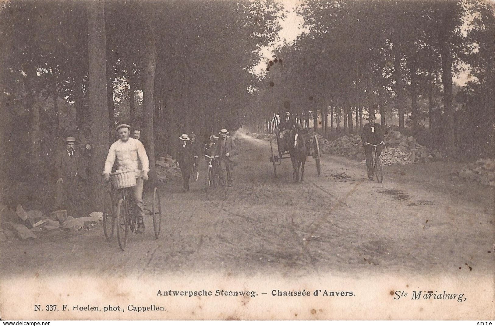 BRASSCHAAT EKEREN - ST. MARIABURG 1903 DRIEWIELER RIJTUIG FIETSERS STEENWEG OP ANTWERPEN - HOELEN KAPELLEN 337 - Brasschaat