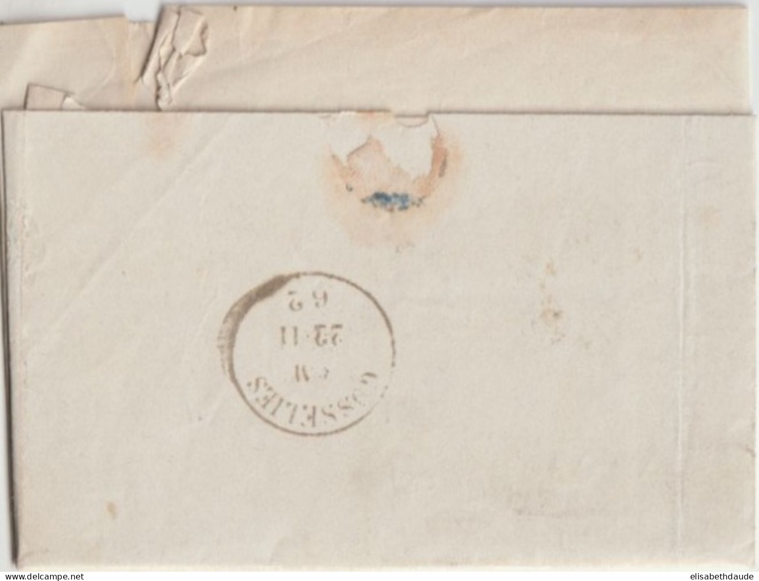 1862 - BELGIQUE - LETTRE De BRUGELETTE => GOSSELIES - 1849-1865 Medallones (Otros)