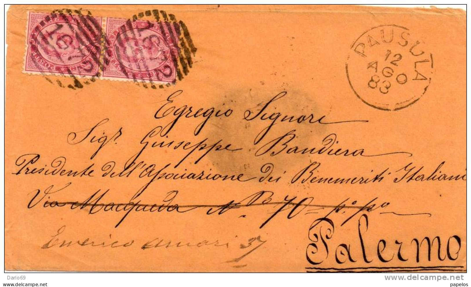 1883   STORIA POSTALE LETTERA CON ANNULLO PAUSULA  MACERATA - Storia Postale