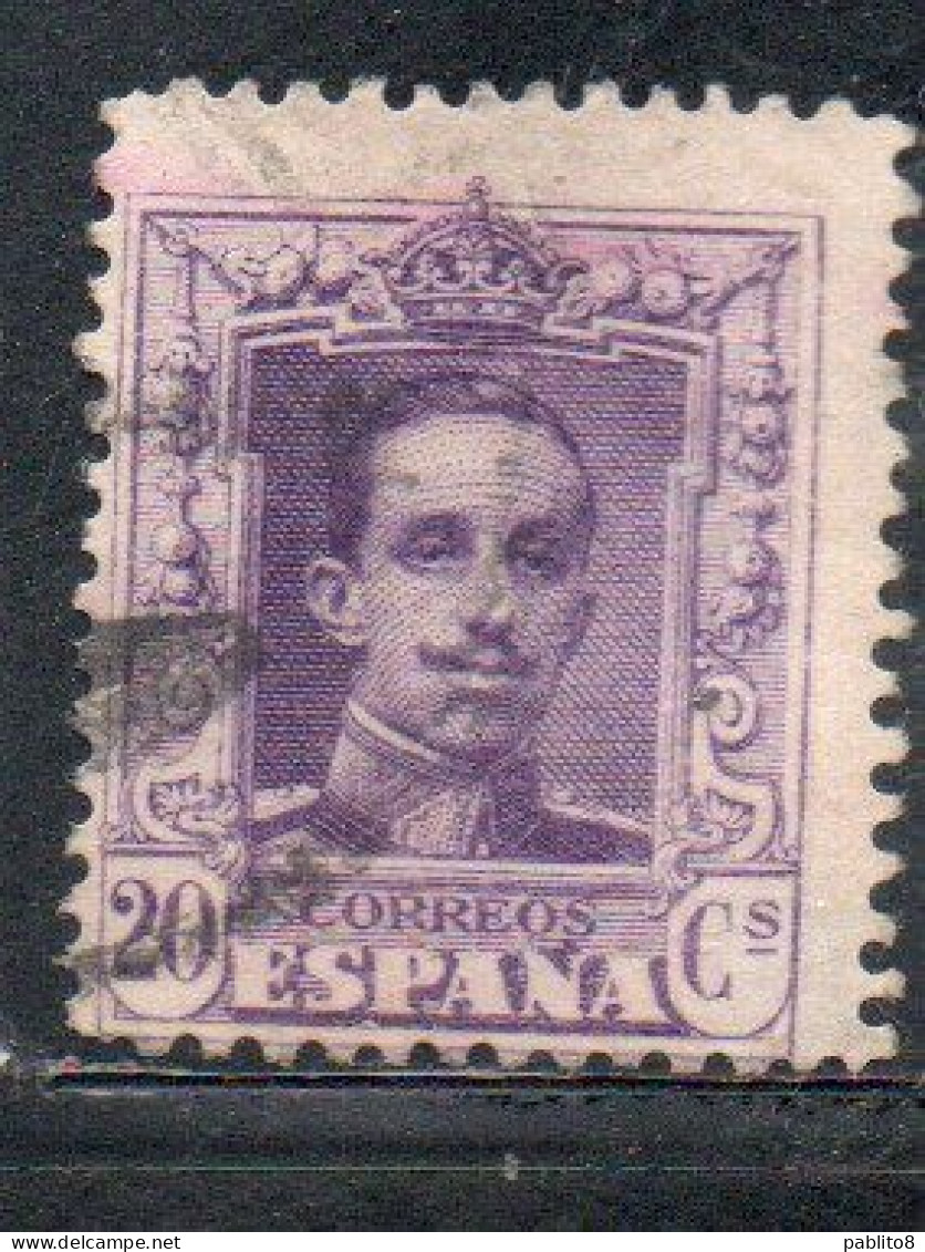 SPAIN ESPAÑA SPAGNA 1922 1926 KING ALFONSO XIII RE ROI CENT. 20c USED USATO OBLITERE' - Oblitérés
