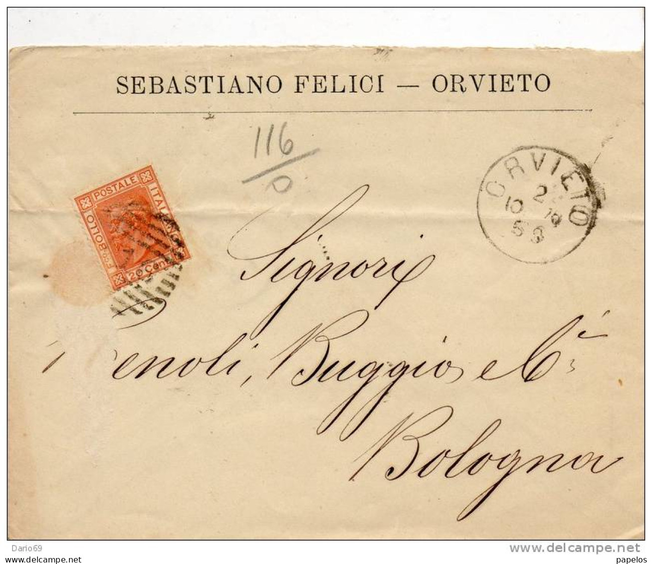 1878  LETTERA     INTESTATA   CON ANNULLO ORVIETO - Storia Postale