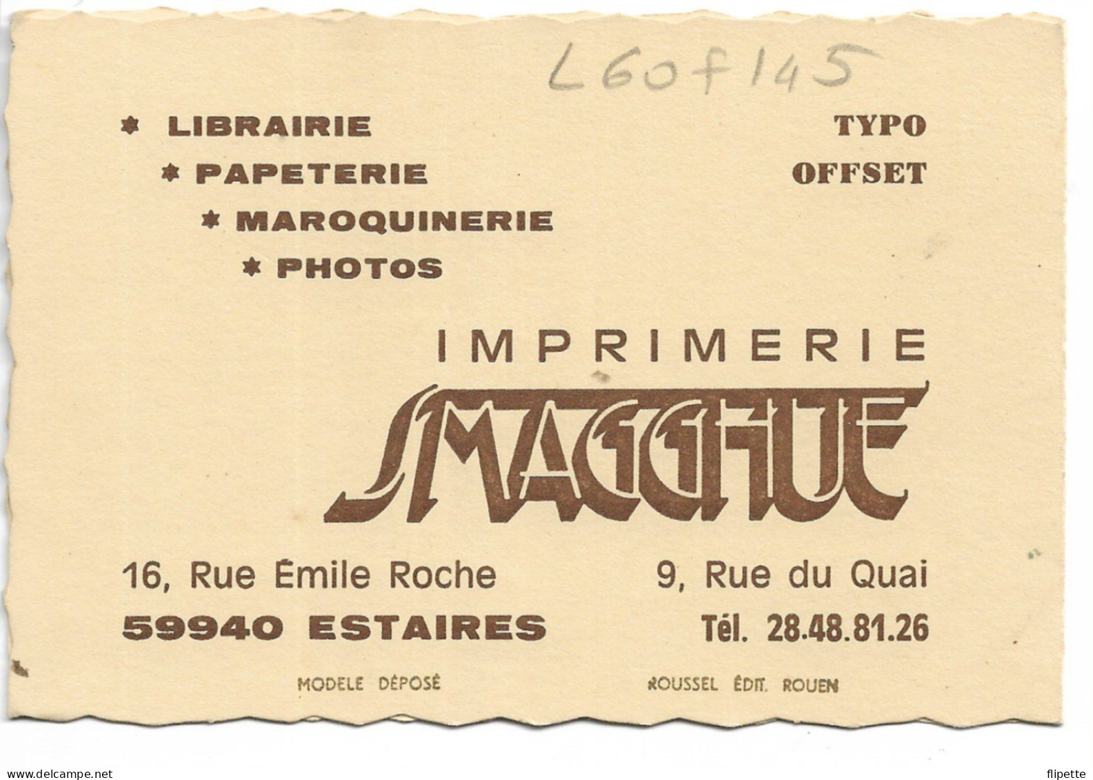 L60F145 - Calendrier 1989 - Texte En Enluminure - Publicité Au Dos - Small : 1981-90