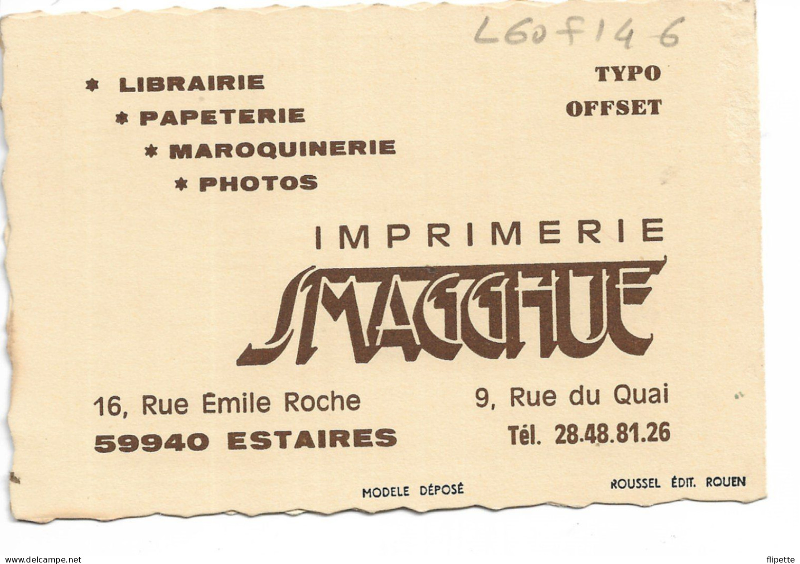 L60F146 - Calendrier 1989 - Texte En Enluminure - Publicité Au Dos - Small : 1981-90