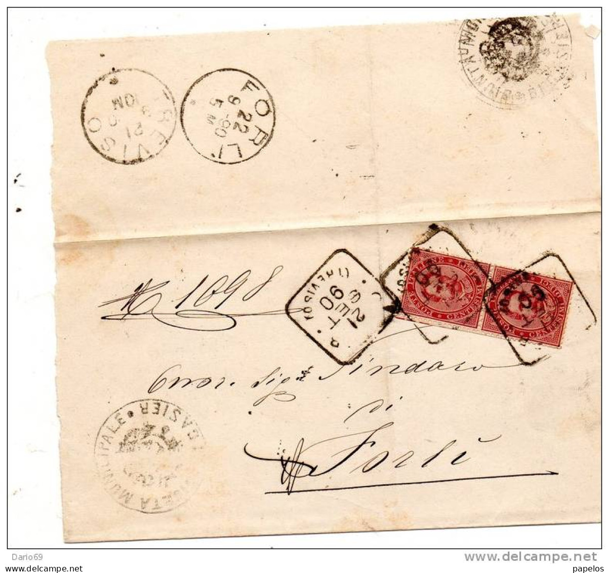 1890  LETTERA CON ANNULLO CASIER  TREVISO - Storia Postale