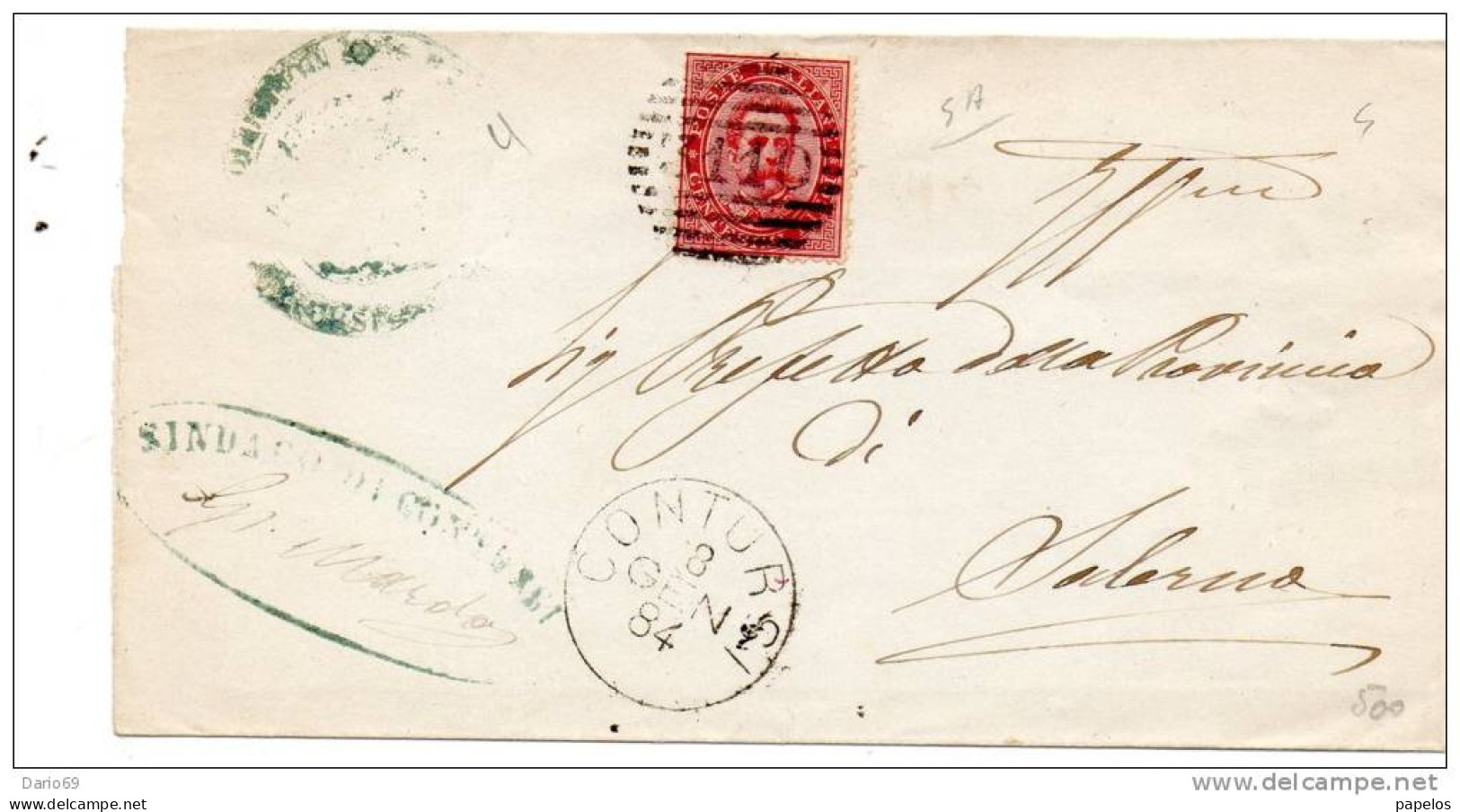 1884  LETTERA   CON ANNULLO CONTURSI  SALERNO - Storia Postale