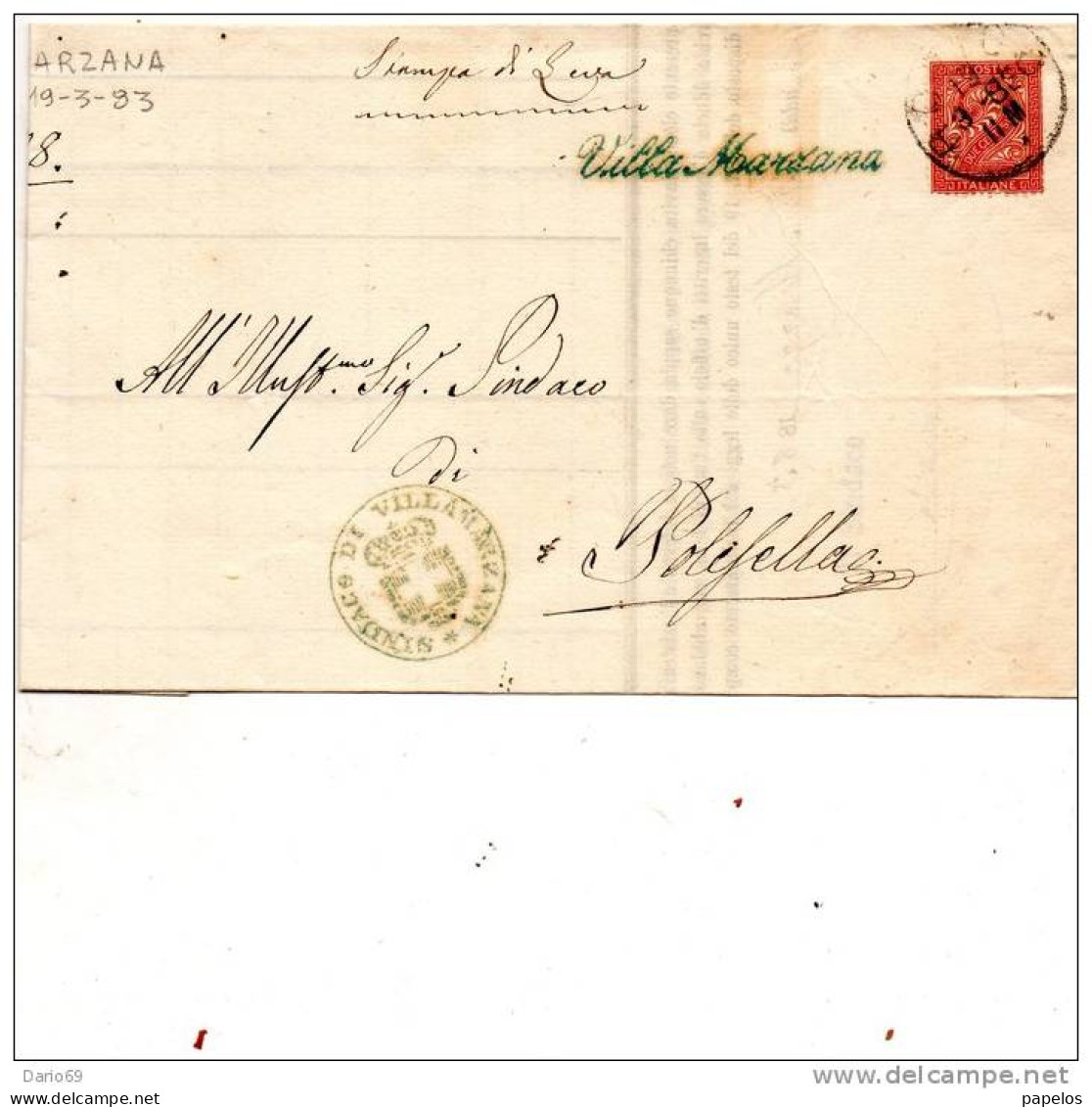 1883  LETTERA CON ANNULLO VILLAMARZANA ROVIGO - Storia Postale