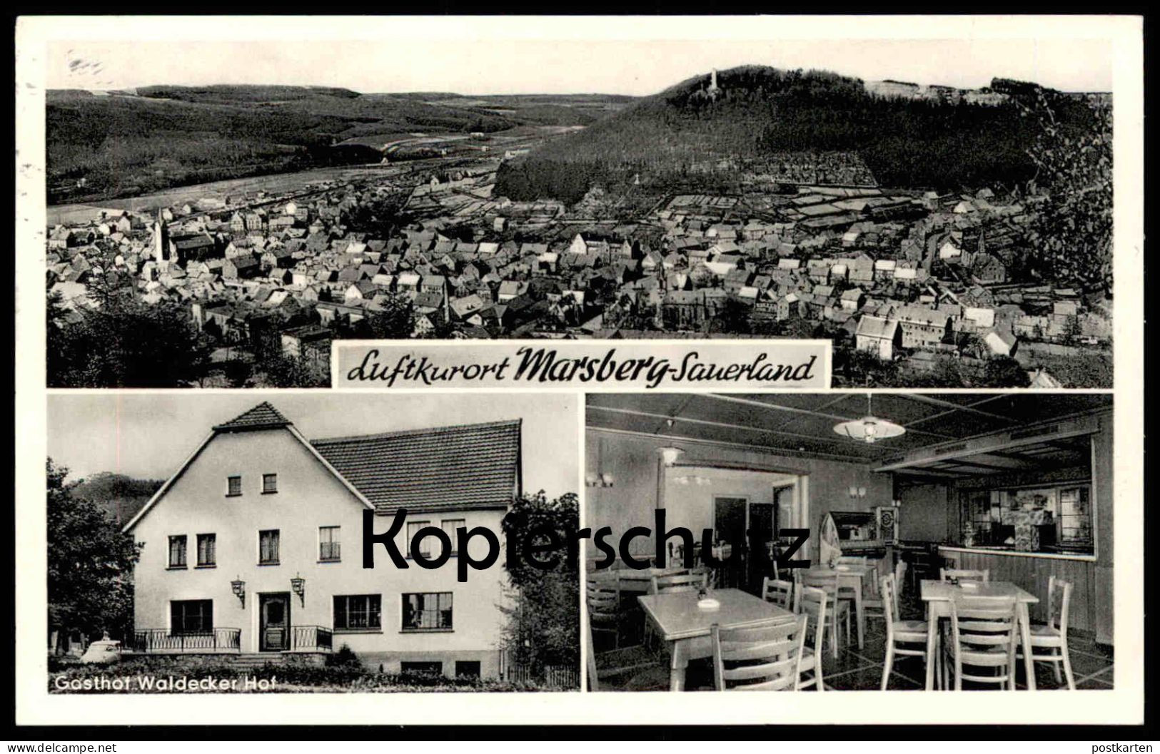 ÄLTERE POSTKARTE LUFTKURORT MARSBERG IM SAUERLAND GASTHOF WALDECKER HOF JUKEBOX SPIELAUTOMAT Ansichtskarte Postcard Cpa - Marsberg