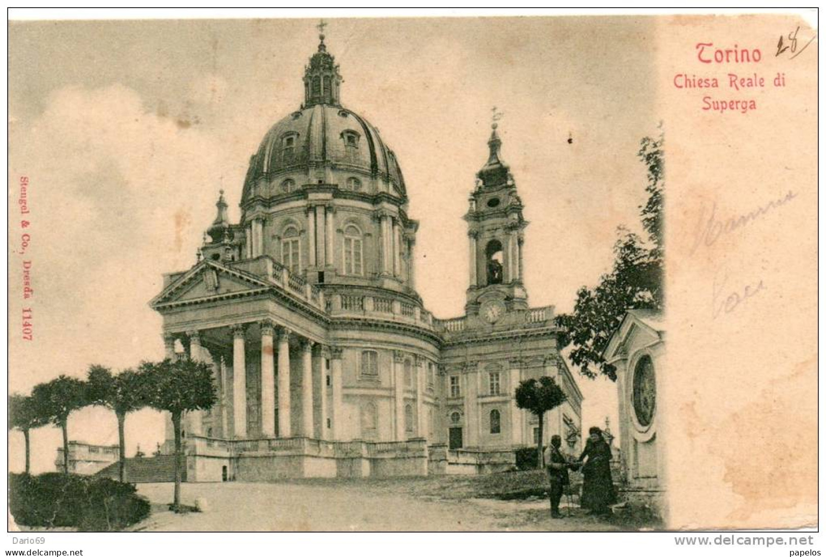 1903    CARTOLINA TORINO  ANNULLO A BANDIERA - Churches