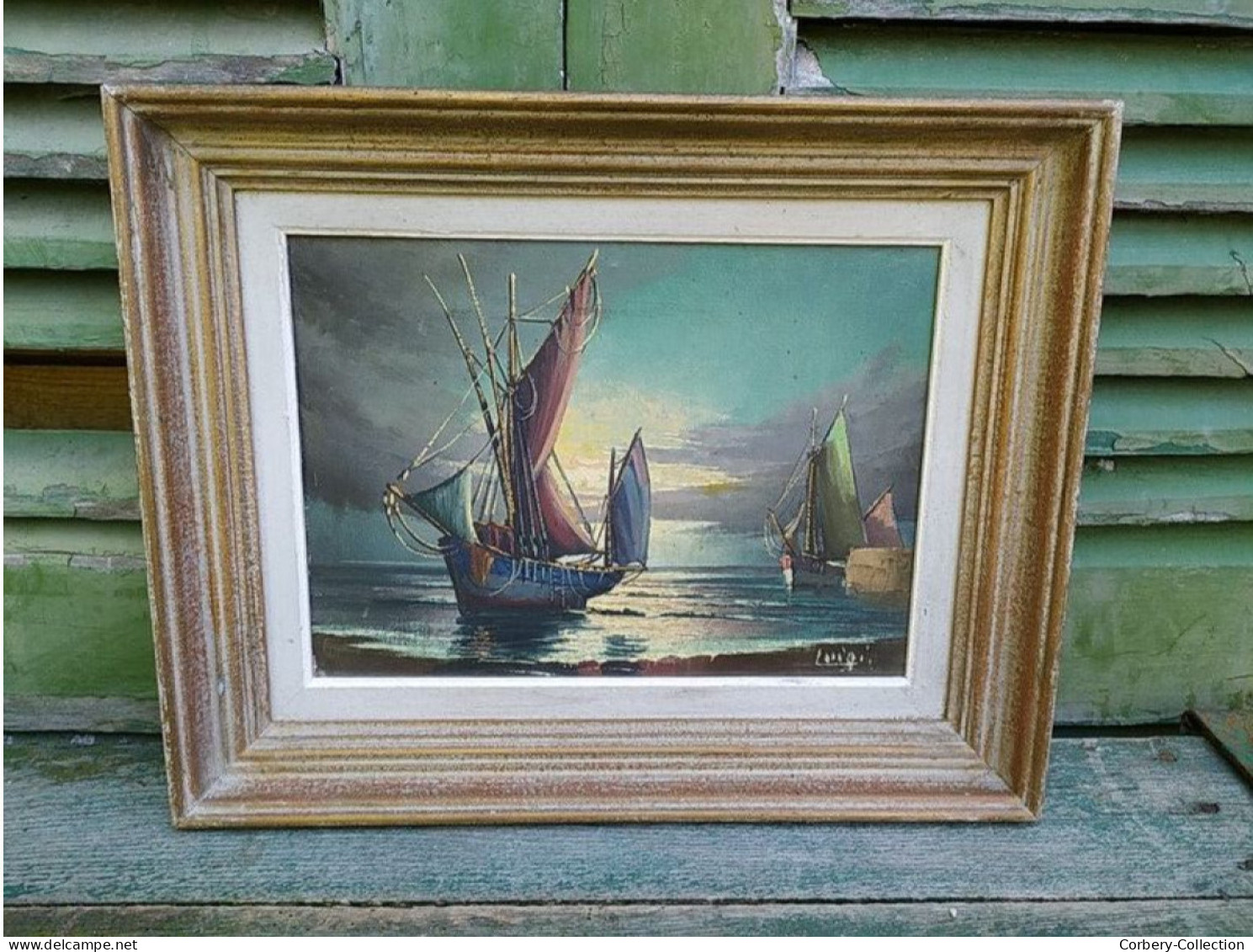 Tableau Marine Lumineuse Clair Obscure Signée Luigi 1950/1960 - Oils