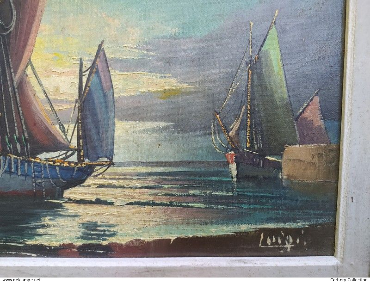 Tableau Marine Lumineuse Clair Obscure Signée Luigi 1950/1960 - Oils