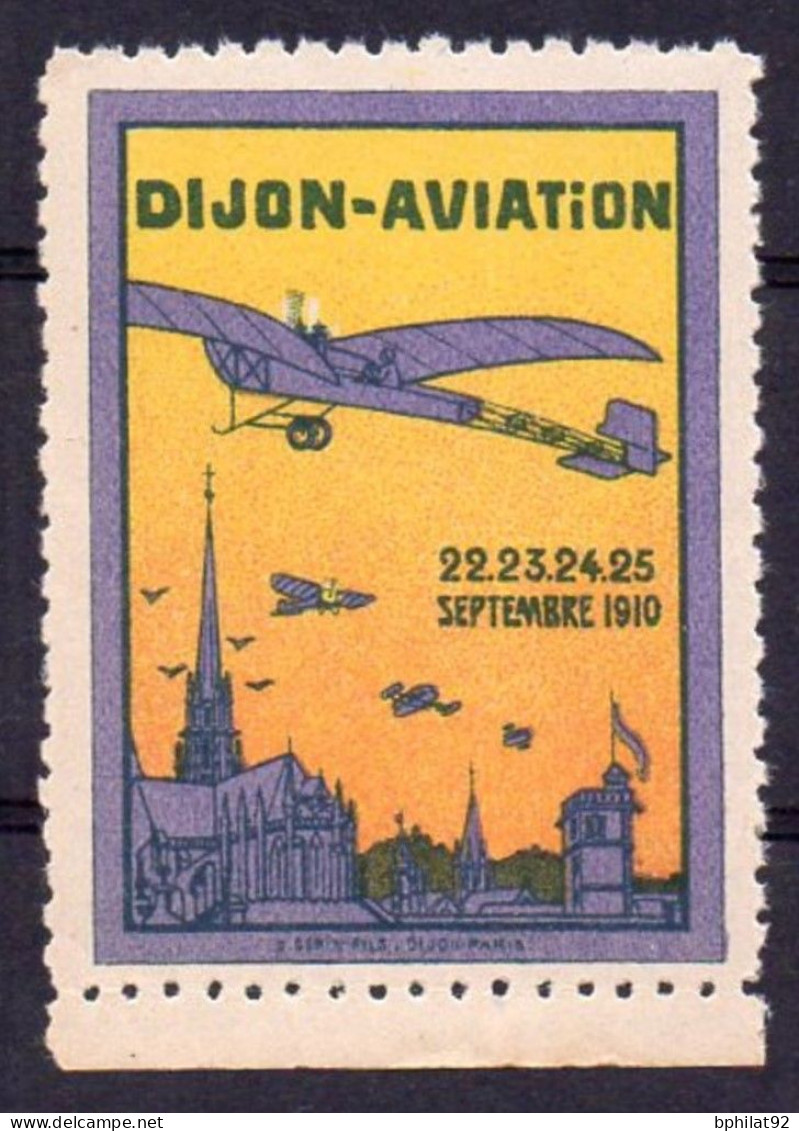 !!! VIGNETTE DU MEETING D'AVIATION DE DIJON DES 22/23/24/25 SEPTEMBRE 1910 NEUVE - Aviación