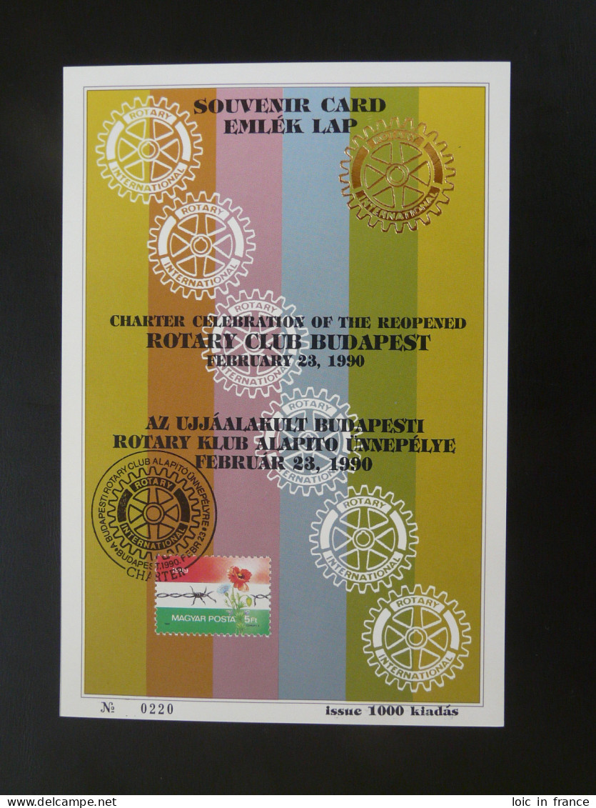 Encart Folder Souvenir Card Rotary International Hongrie Hungary 1990 - Lettres & Documents