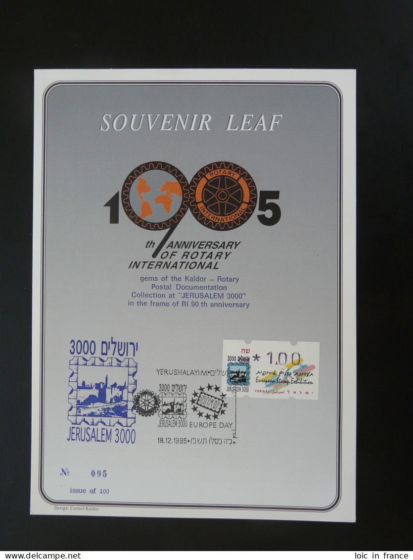 Encart Folder Souvenir Leaf Rotary International Israel 1995 - Lettres & Documents