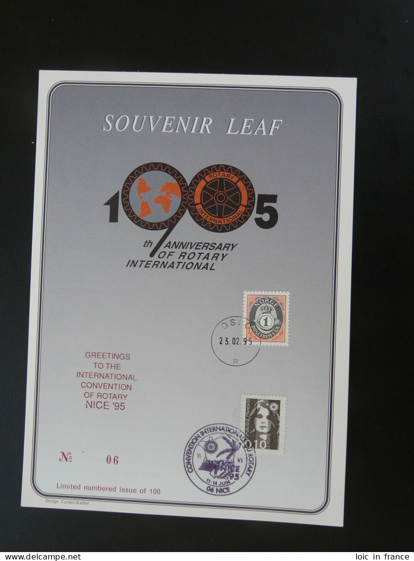 Encart Folder Souvenir Leaf Rotary International Convention De Nice Norway 1995 - Lettres & Documents