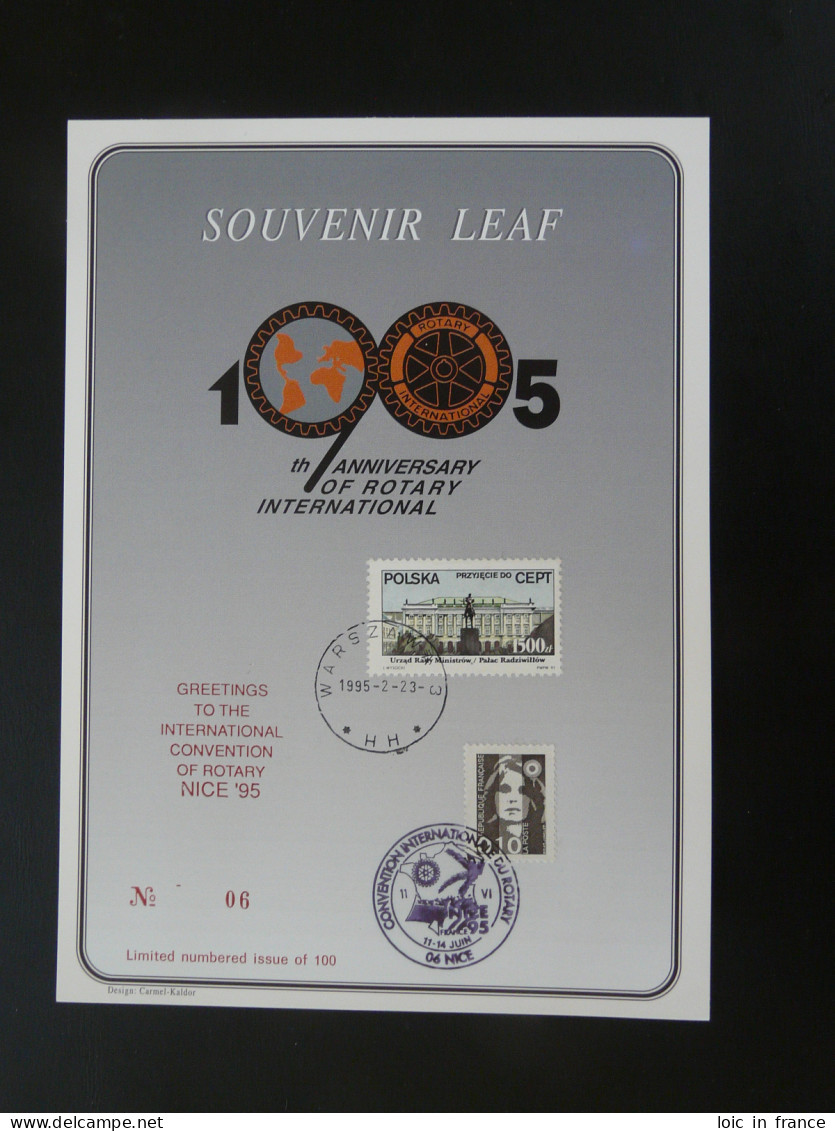 Encart Folder Souvenir Leaf Rotary International Convention De Nice Poland 1995 - Covers & Documents