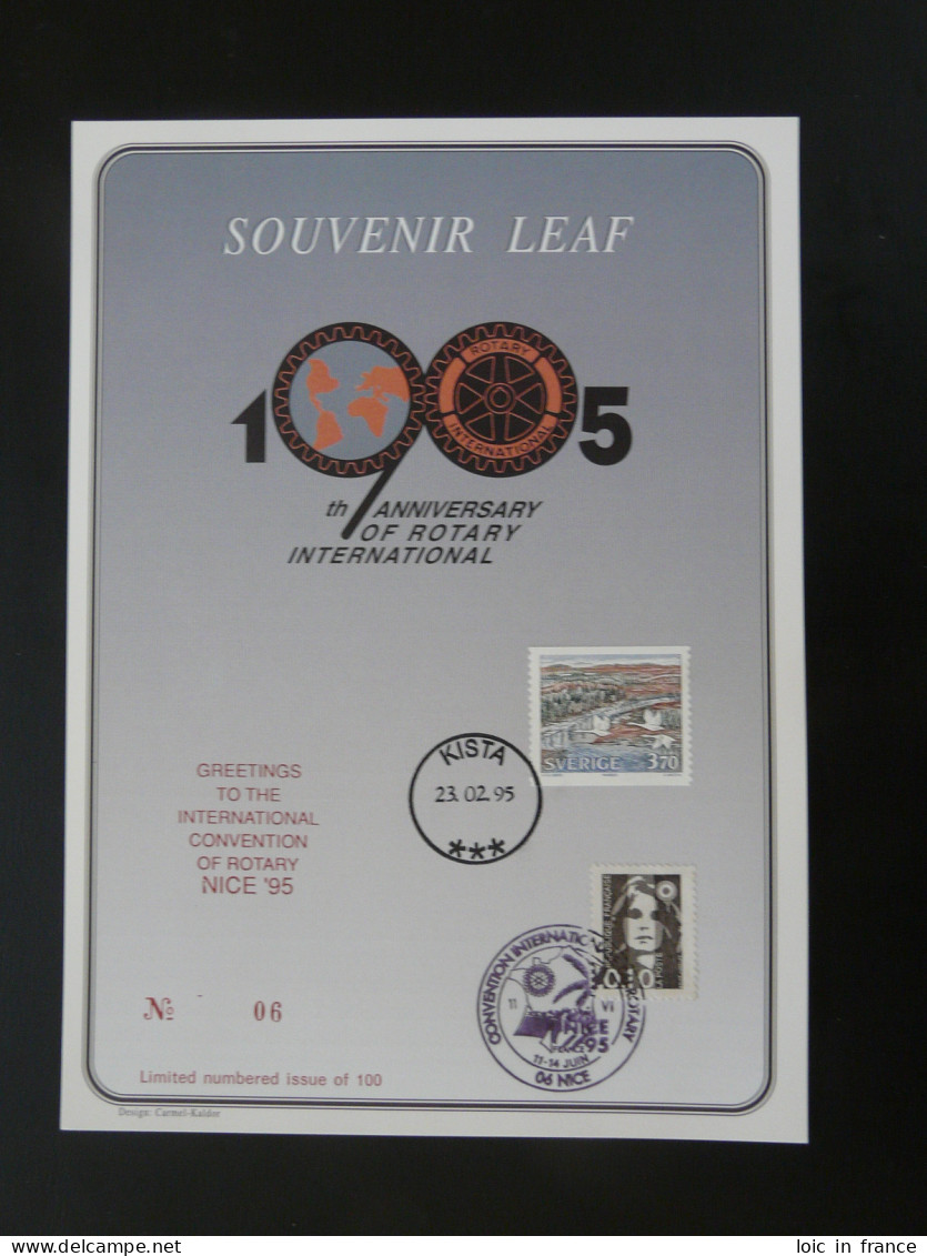 Encart Folder Souvenir Leaf Rotary International Convention De Nice Sweden 1995 - Briefe U. Dokumente