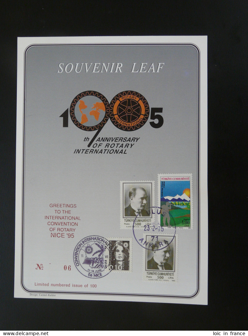 Encart Folder Souvenir Leaf Rotary International Convention De Nice Turkey 1995 - Briefe U. Dokumente