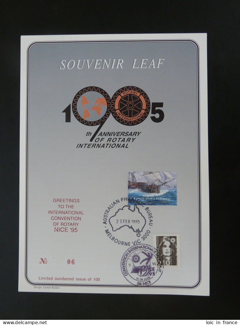 Encart Folder Souvenir Leaf Rotary International Convention De Nice Australia 1995 - Cartas & Documentos
