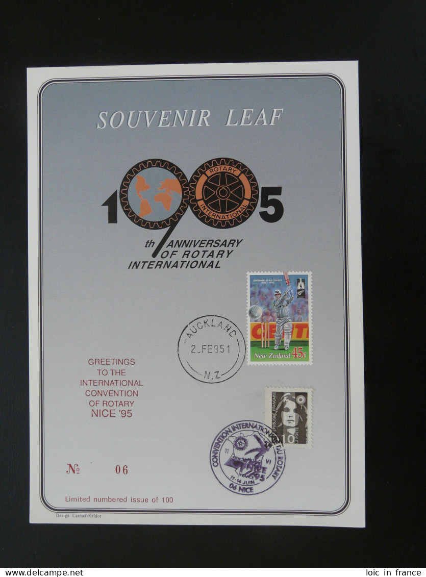 Encart Folder Souvenir Leaf Rotary International Convention De Nice New Zealand 1995 - Lettres & Documents