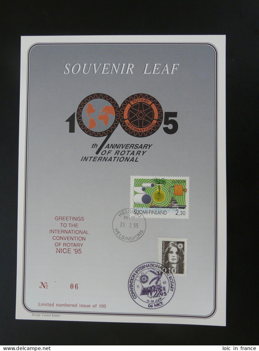 Encart Folder Souvenir Leaf Rotary International Convention De Nice Finland 1995 - Storia Postale