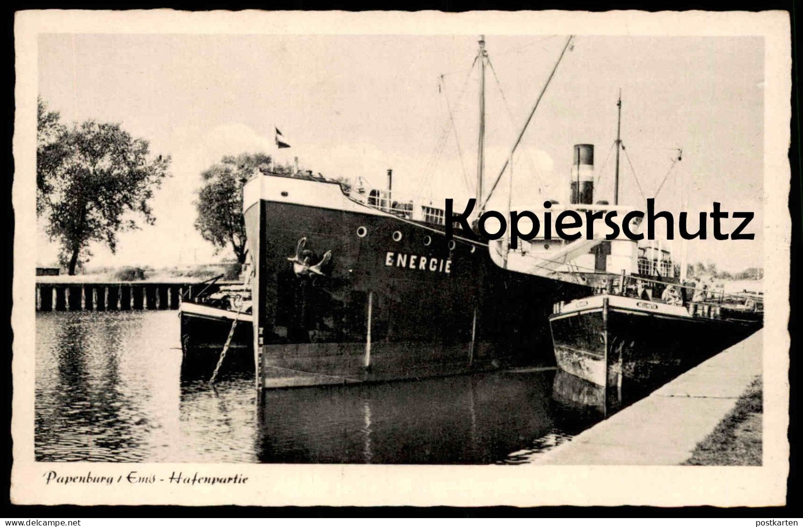 ÄLTERE POSTKARTE PAPENBURG EMS HAFENPARTIE DAMPFER ENERGIE FRACHTSCHIFF & SCHIFF HELLMUTH HAFEN AK Postcard Cpa - Papenburg