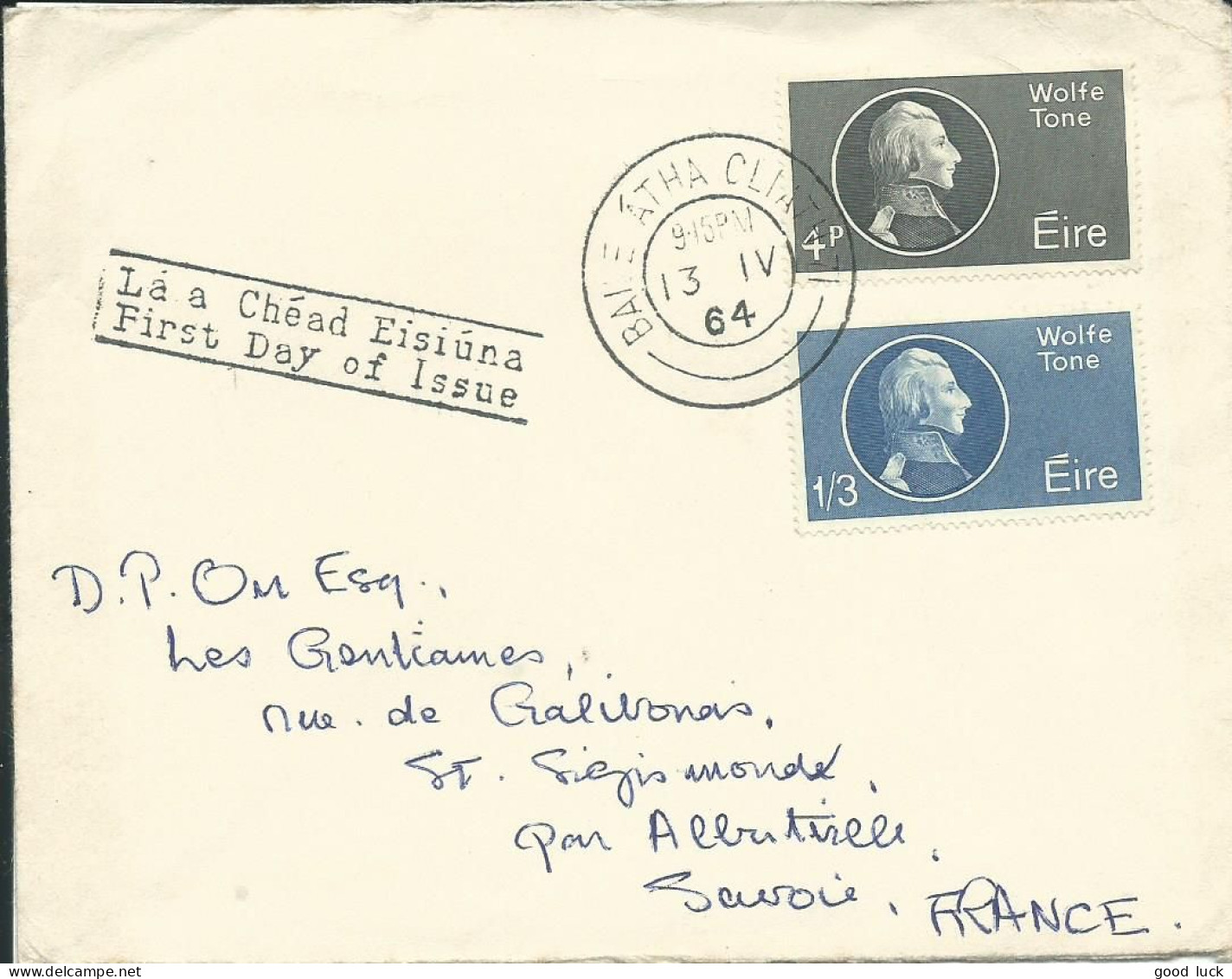 IRLANDE LETTRE 4p30  POUR ALBERTVILLE ( SAVOIE ) DE 1964 LETTRE COVER - Briefe U. Dokumente