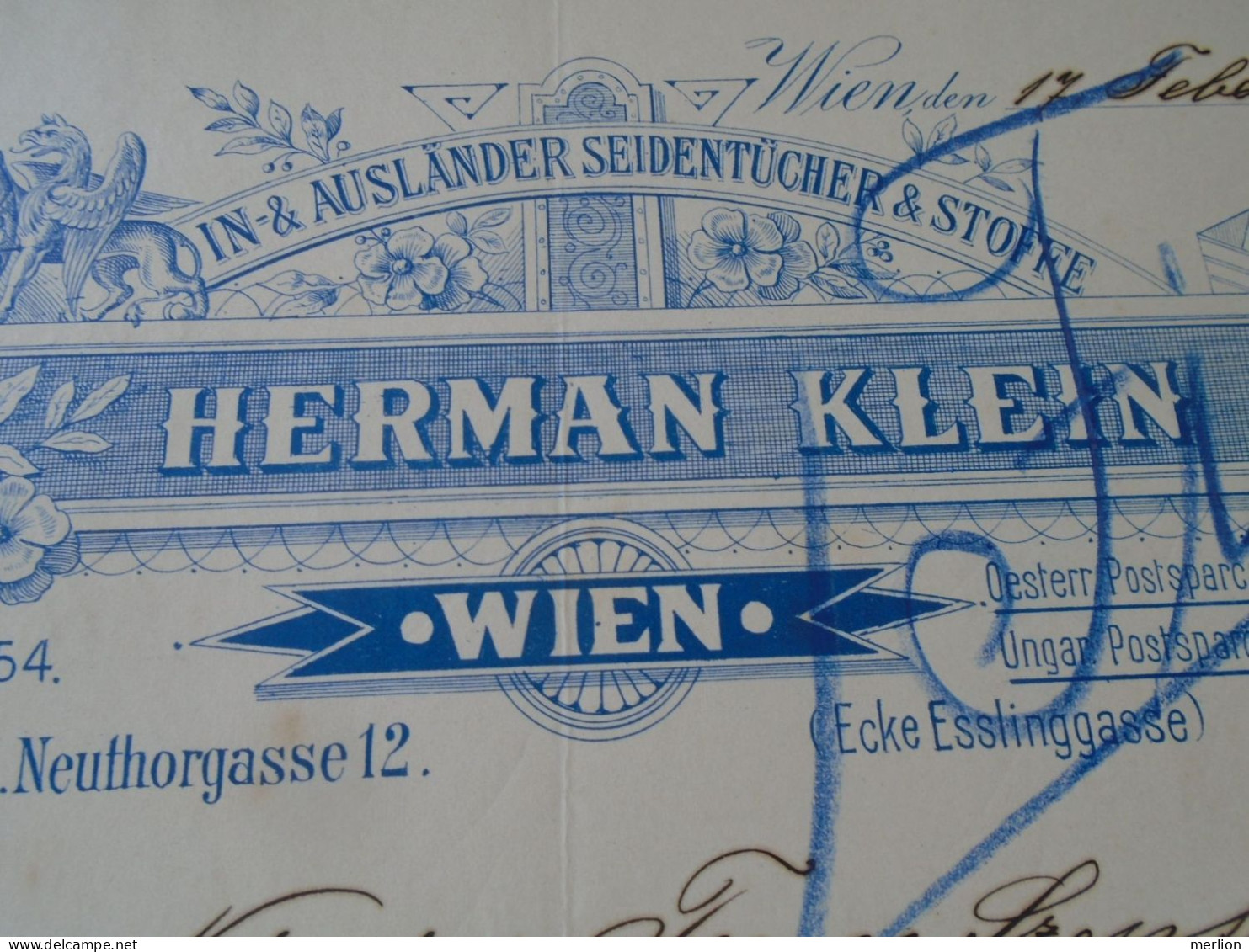 ZA470.32  Old Invoice Austria  Herman Klein WIEN  1914   - Nandor LANTZ Temesszépfalu Banat - Autriche