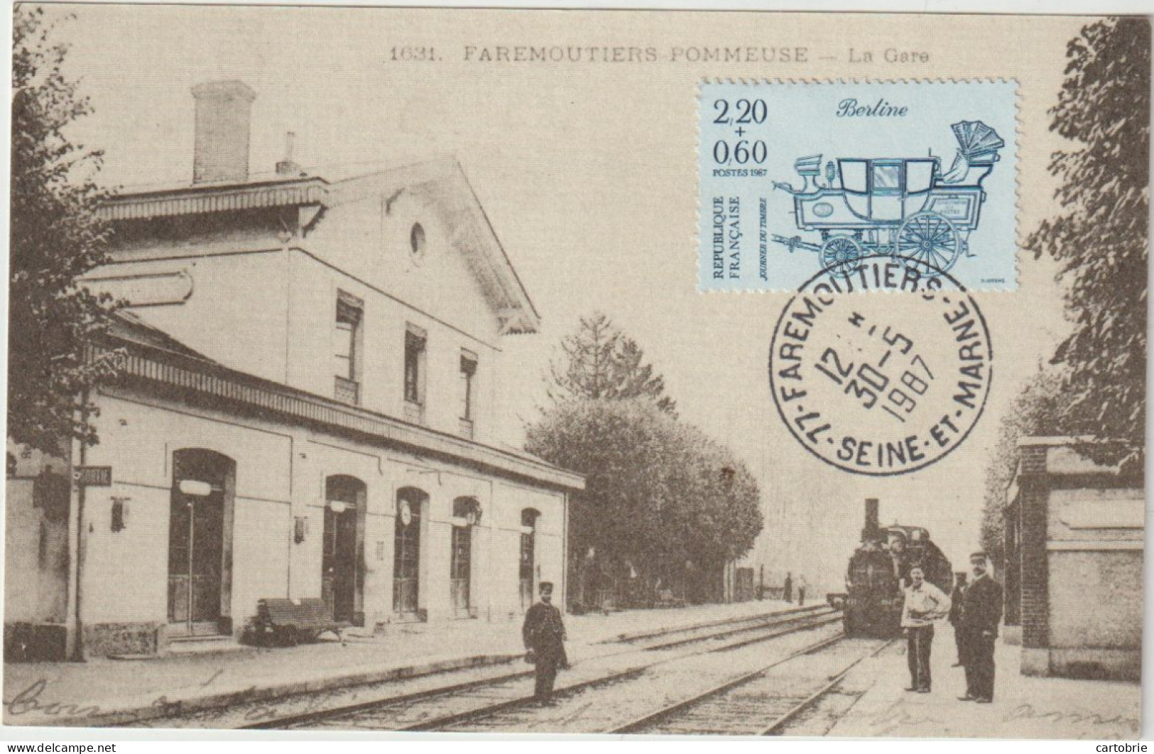 Dépt 77 - FAREMOUTIERS / POMMEUSE - La Gare En 1904 - Souvenir De L'Exposition Ferroviaire Des 30-31 Mai 1987 - Faremoutiers