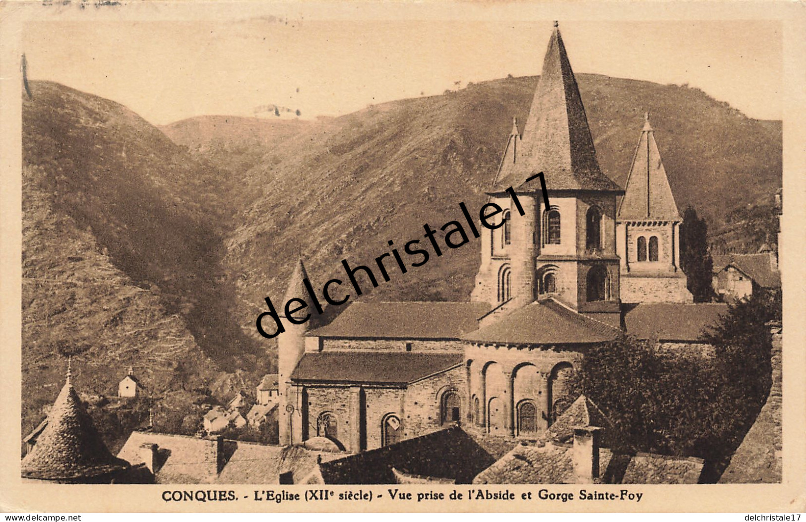 CPA 11 0005 CONQUES AUDE -L'Église (XIIème Siècle) Vue Prise De L'Abside Et Gorge Sainte-Foy - écrite Et Circulée - Conques Sur Orbiel