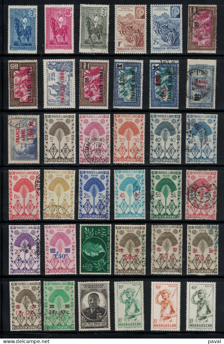 LOT DE 169 TIMBRES EN MAJORITE OBLITERES, COTE 277€,MADAGASCAR. - Otros & Sin Clasificación