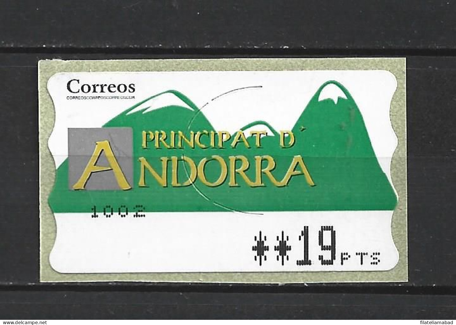 ANDORRA CORREO ESPAÑOL ETIQUETAS QUE ESTUVIERON EN USO MUY POCO TIEMPO AHORA YA NO ESTAN A LA VENTA (C.V) - Oblitérés