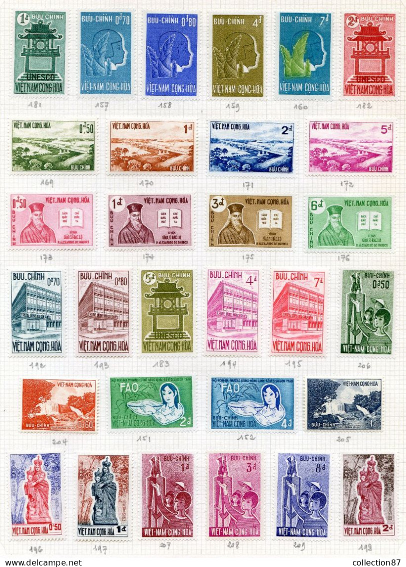 Réf 78 < VIET NAM Du SUD < Petite Collection Entre N° 57 Et 241 + PA  * MH * - 154 Valeurs Cote 145 € - Voir Description - Viêt-Nam