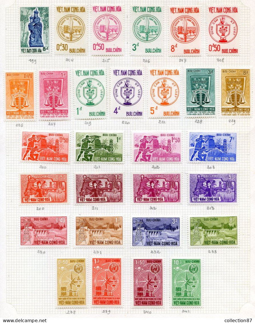 Réf 78 < VIET NAM du SUD < Petite Collection Entre n° 57 et 241 + PA  * MH * - 154 Valeurs Cote 145 € - Voir Description